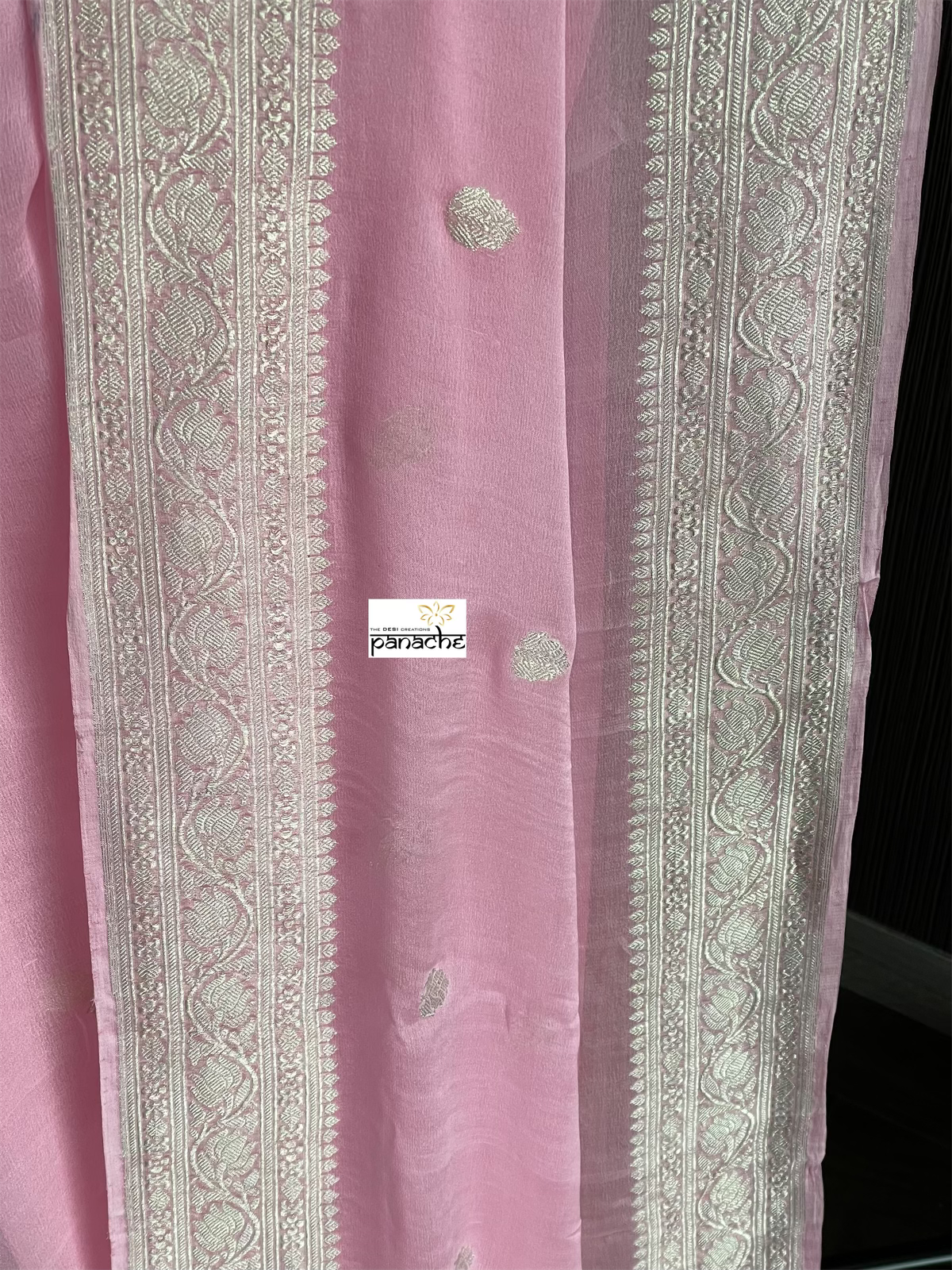 Khaddi Chiffon Banarasi - Light Pink Silver Zari