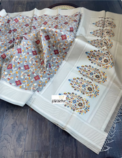 Kora Resham Woven - Grey Maroon