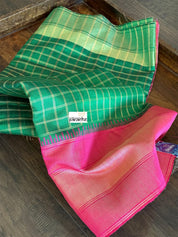 Cotton Silk - Green Magenta Woven