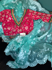 Designer Organza - Sea-Green Embroidered