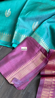 Pure Tussar Silk Woven - Teal Sea Green