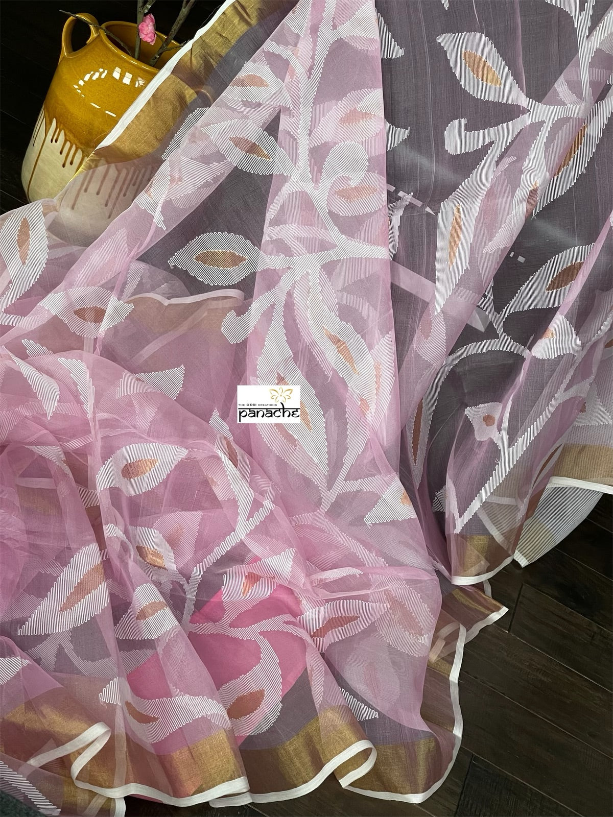 Designer Jamdaani- Pink floral
