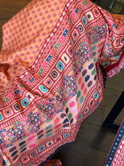 Muslin Soft Silk Printed - Peach Orange Maroon