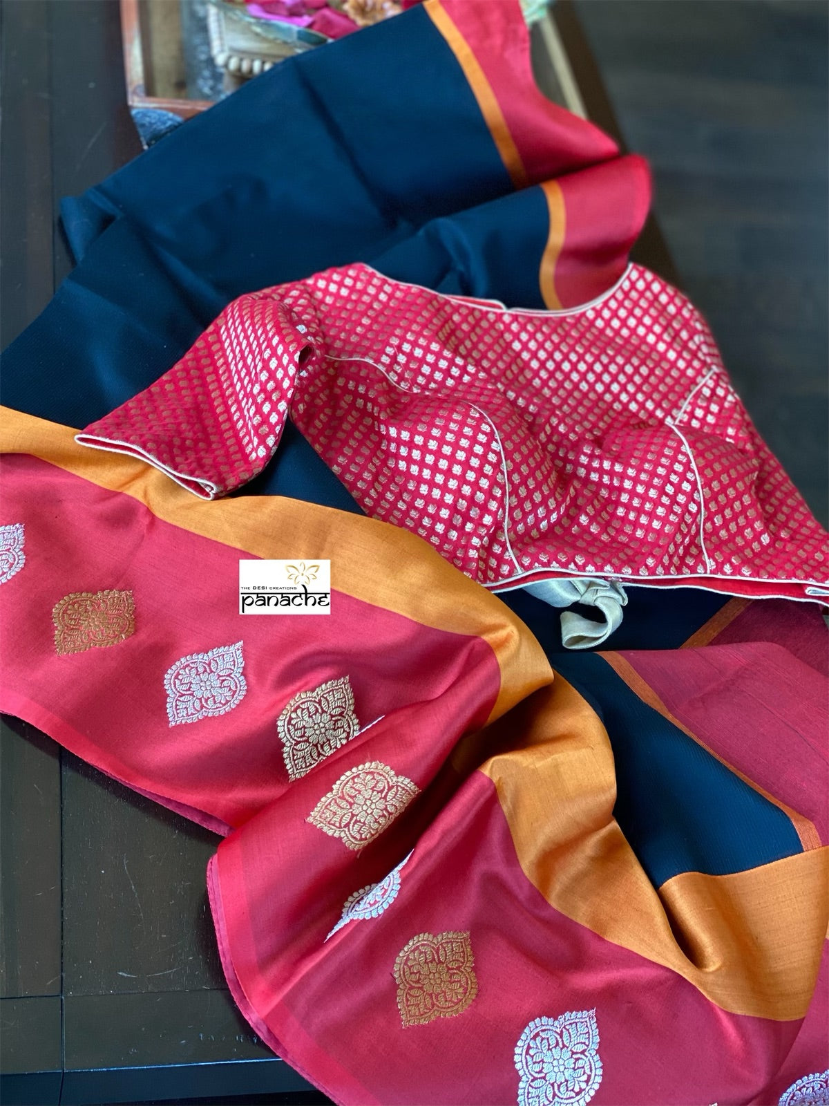 Designer Blouse - Red Zari Motifs