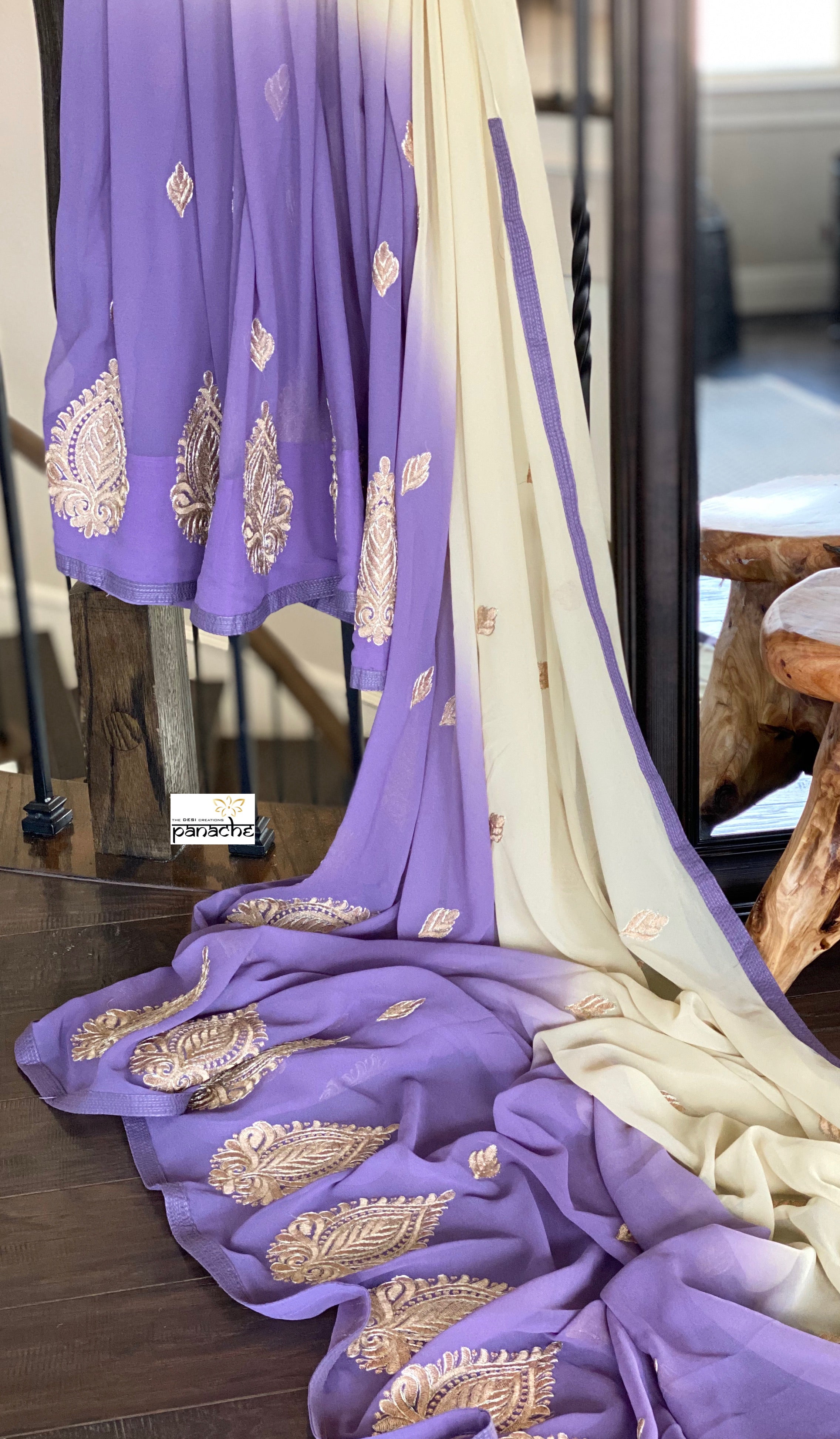 Designer Chiffon - Beige Lavender