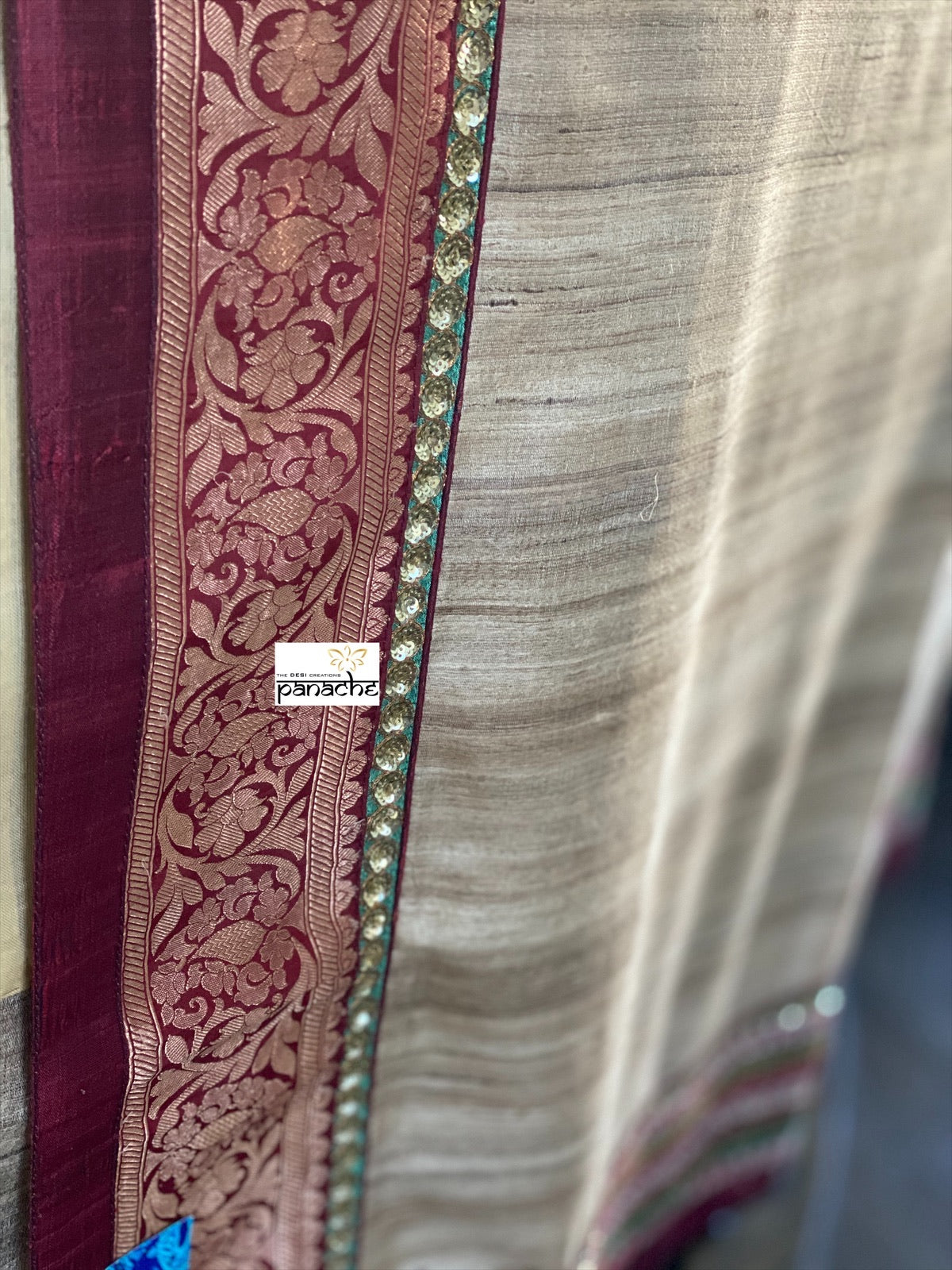 Designer Tussar Silk - Gicha Banarasi Border