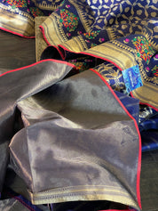Soft Silk Banarasi - Navy Blue Antique Golden Zari