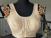 Designer Blouse - Beige Black Embroidered