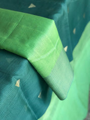 Muslin Silk - Teal Moss Green Zari Weave
