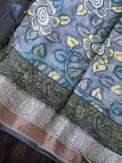 Muga Silk Kalamkari Banarasi- Grey