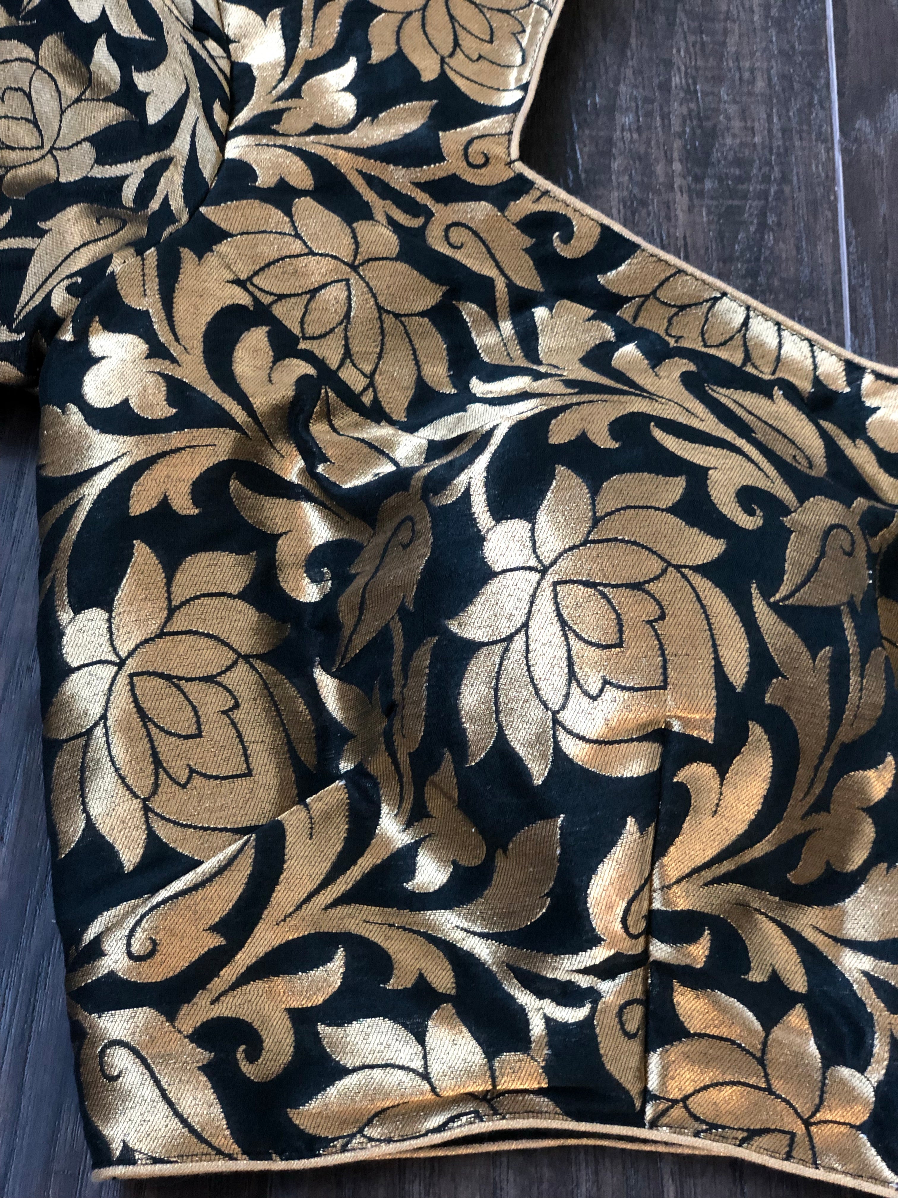 Designer Blouse - Black Zari Jangla woven 2