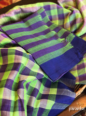 Designer Khadi Checks - Green Purple