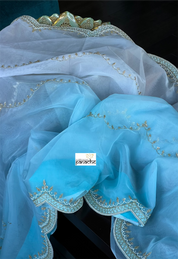 Designer Organza - Shaded Light Blue