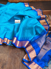 Gadwal Silk - Firozi Zari Checkered