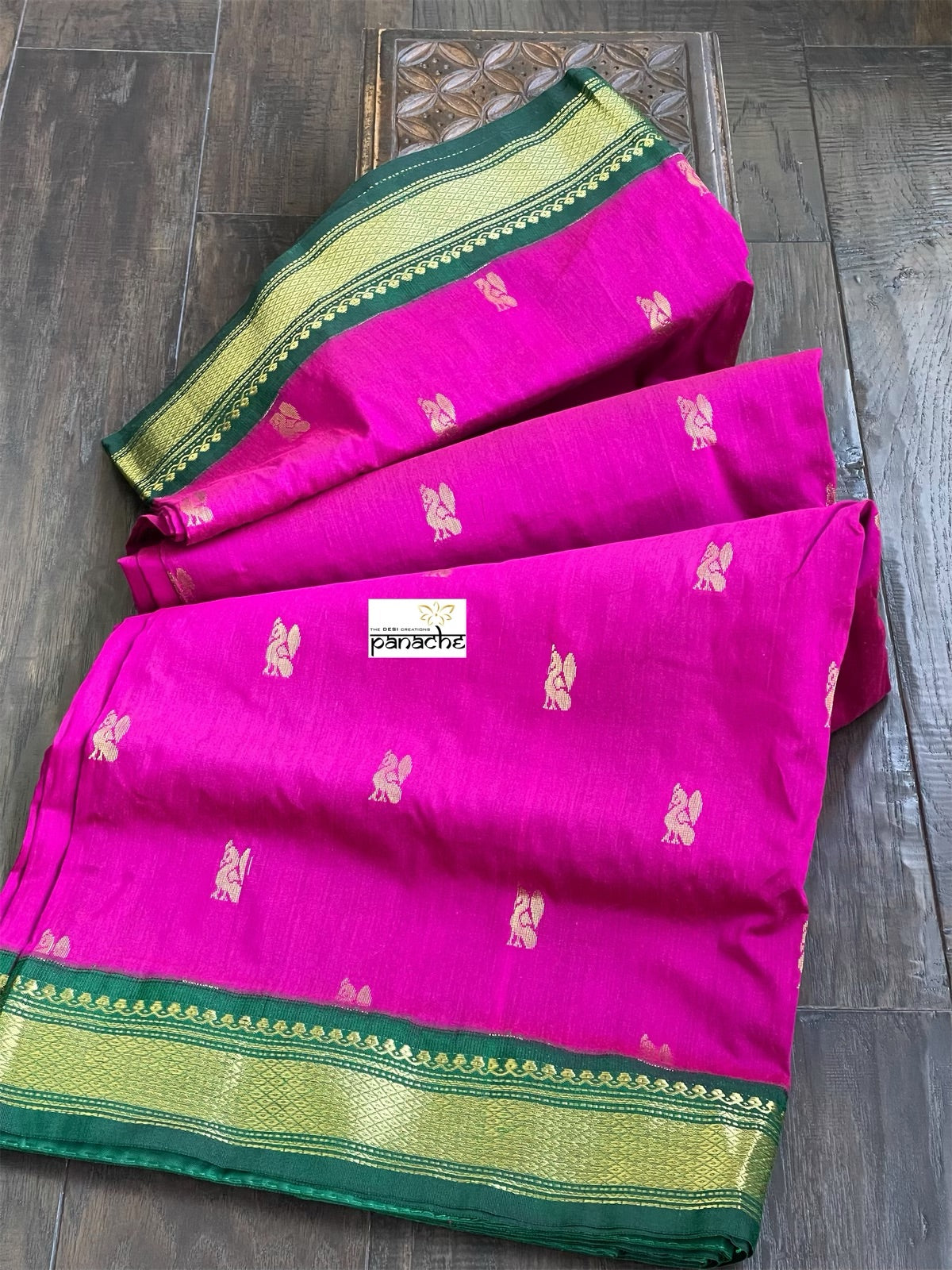 Gadwal Cotton Silk - Magenta Green