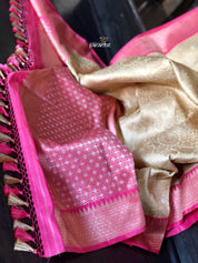 Pure Katan Silk Banarasi - Light Butter Yellow Golden Zari woven