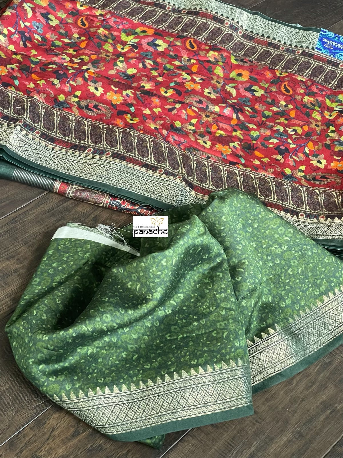 Chiniya Silk Banarasi - Maroon Red Pashmina Printed