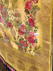 Chiniya Silk Banarasi Floral - Ochre Yellow