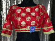 Designer Blouse - Red Golden Zari