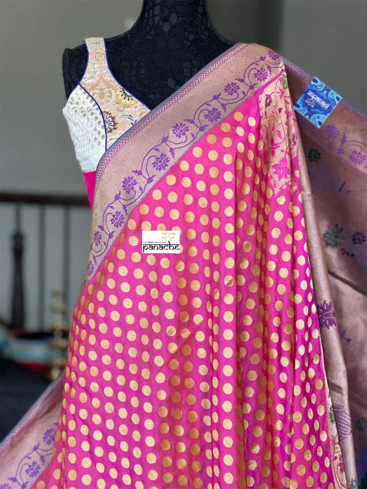 Katan Silk Banarasi - Shot Pink Paithani Woven