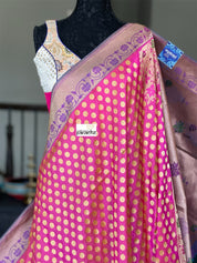 Katan Silk Banarasi - Shot Pink Paithani Woven
