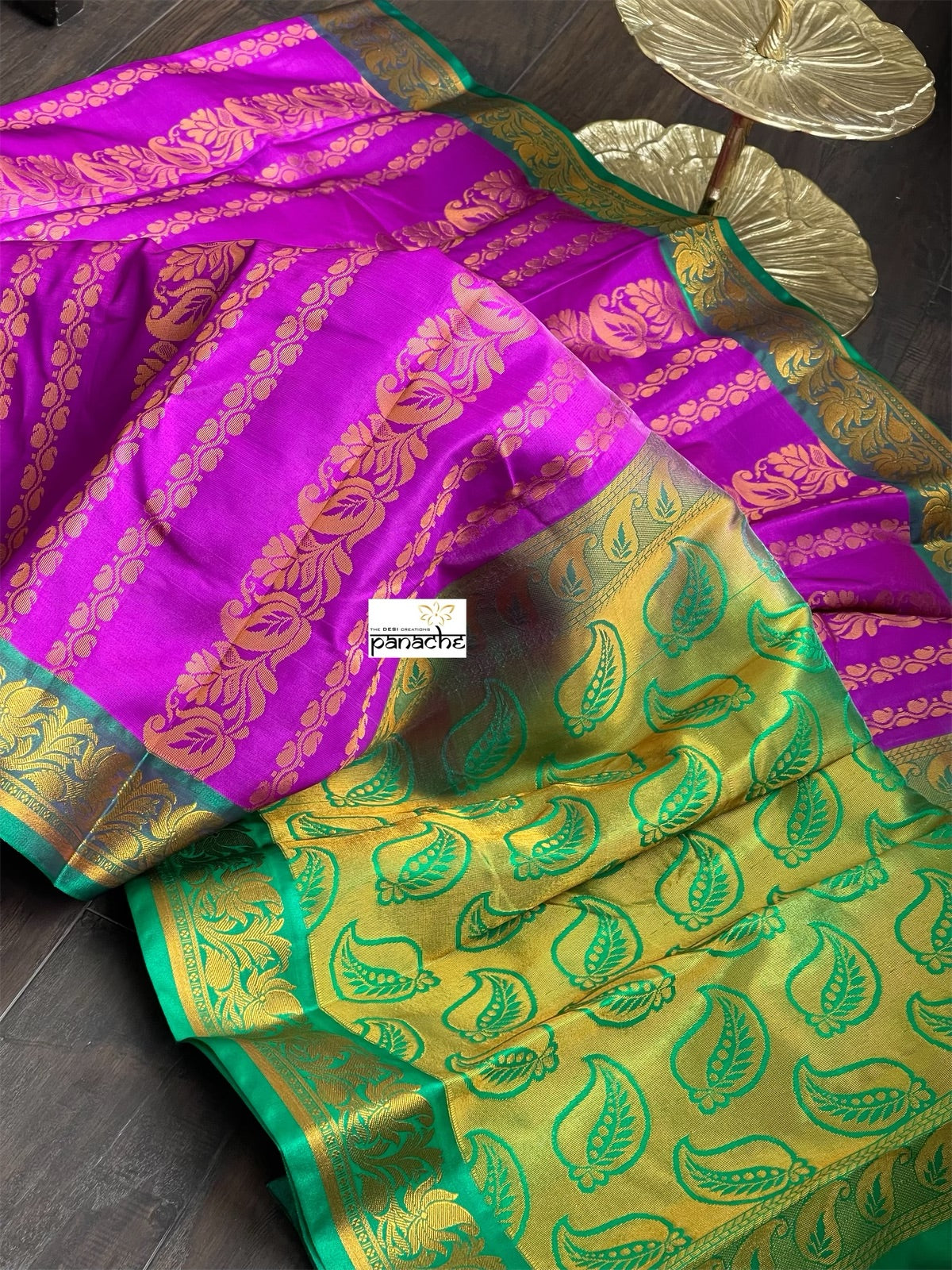 Soft Silk Kanjivaram - Magenta Purple Green