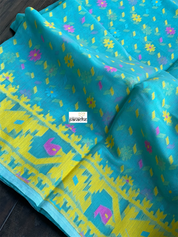 Jamdaani Soft - FIrozi Blue Yellow