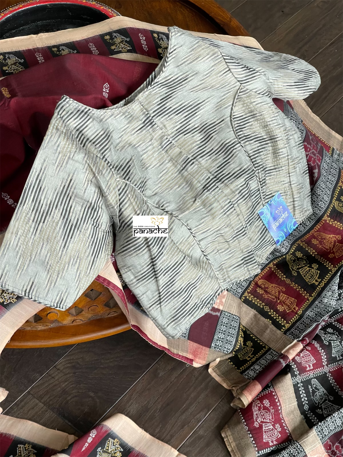 Pure Cotton Bomkai - Maroon Black