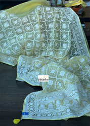 Designer Organza - Lemon Yellow Chikankari