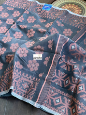 Soft Jamdaani  - Gray Copper Zari