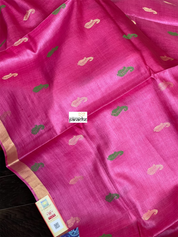 Pure Tussar Silk Woven - Magenta Pink resham woven