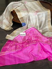 Tussar Silk - Beige Golden Pink