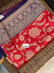 Pure Silk Banarasi - Red Blue
