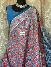 Pure Murshidabad Silk - Blue Printed