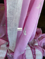 Khaddi Georgette Silk Banarasi - Pink Khadhua Woven