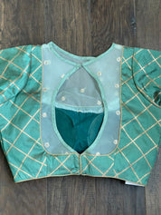 Designer Blouse - Sea Green Gold Zari