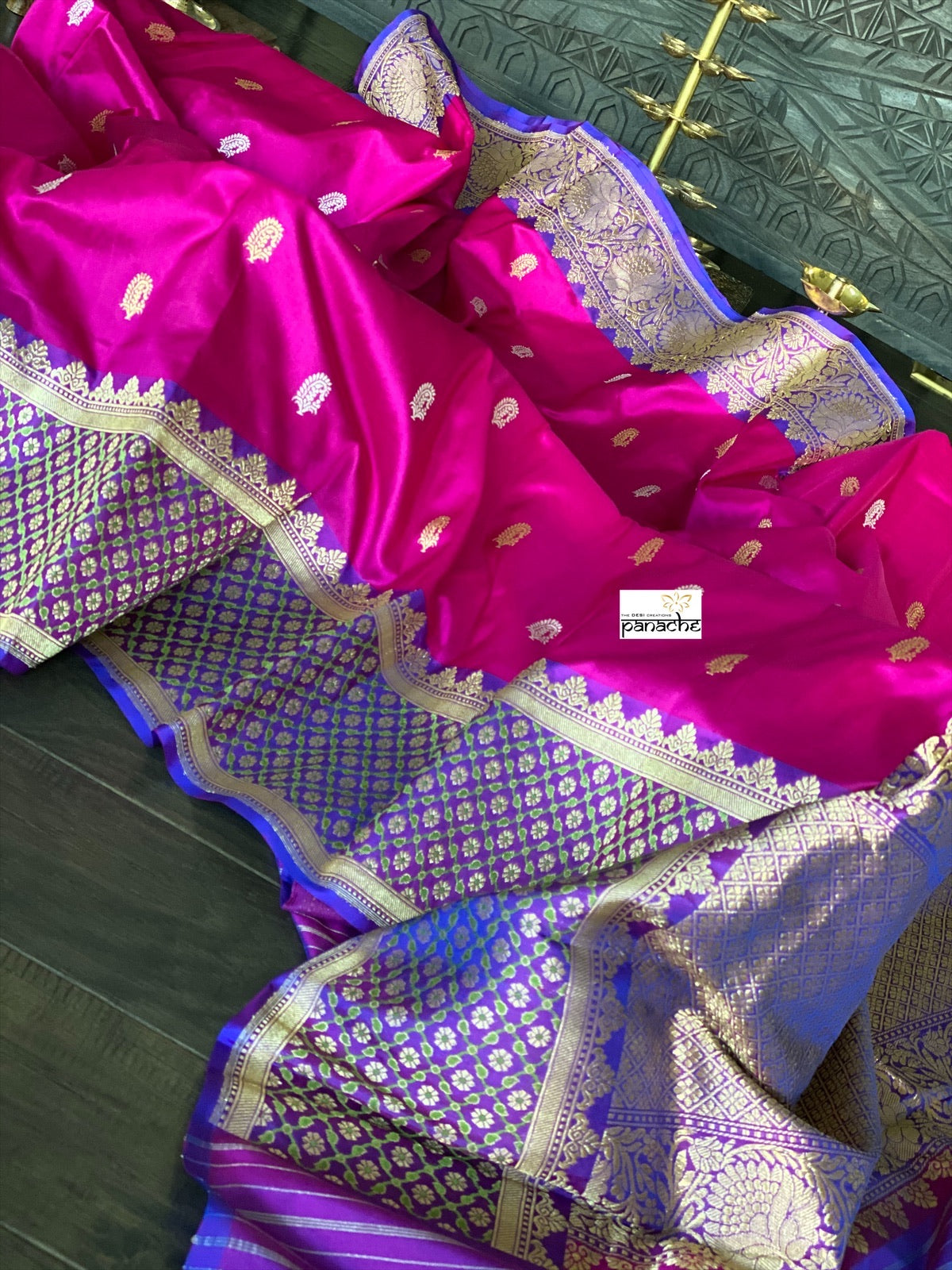 Pure Katan Silk Banarasi - Magenta Purple Kadwa woven