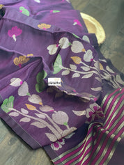 Linen Silk Woven - Dark Purple Meenakari