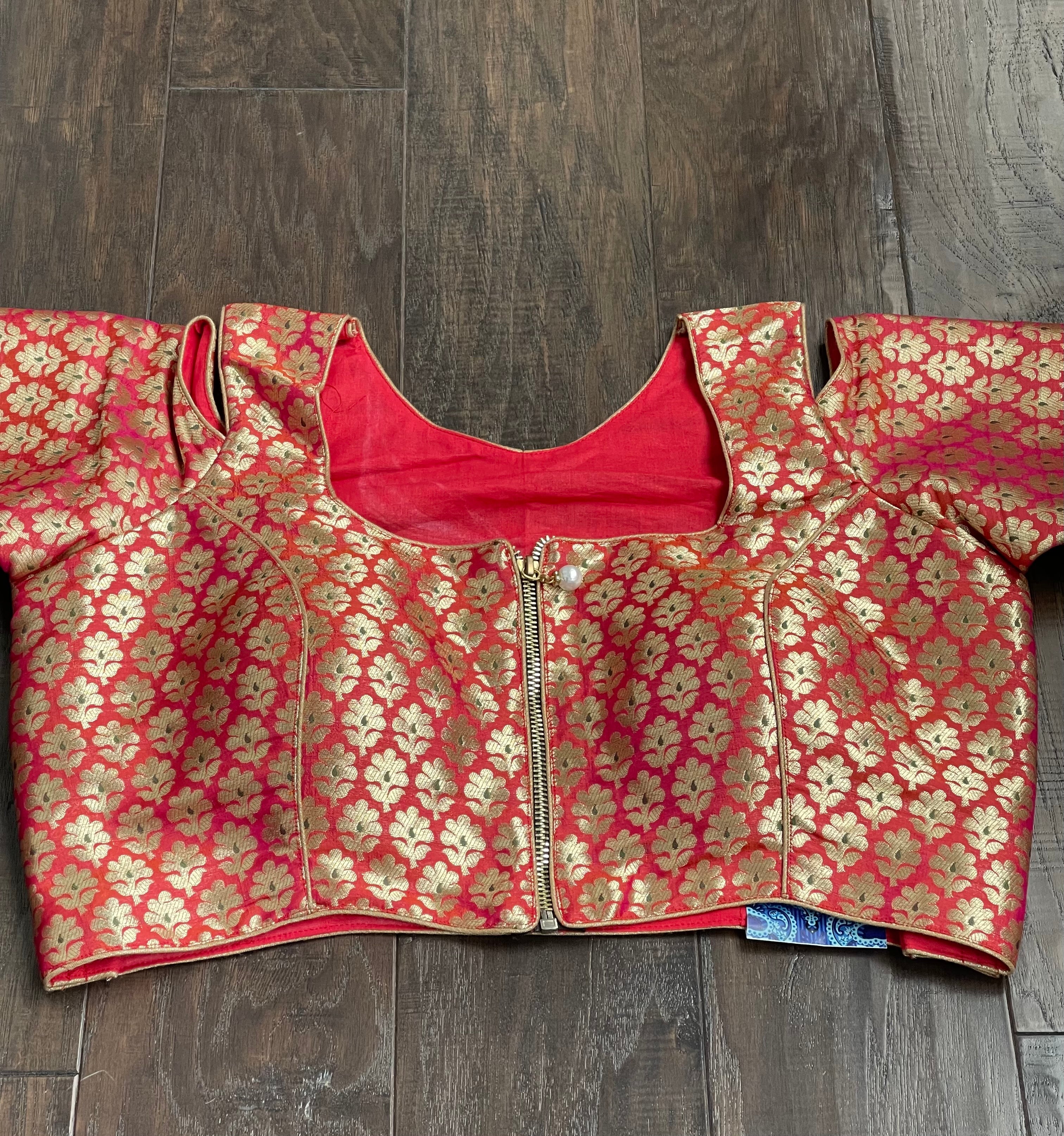 Designer Blouse - Pink Dual Shaded Cold Shoulder