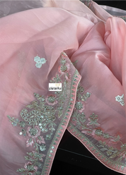 Designer Organza - Pink Embroidered