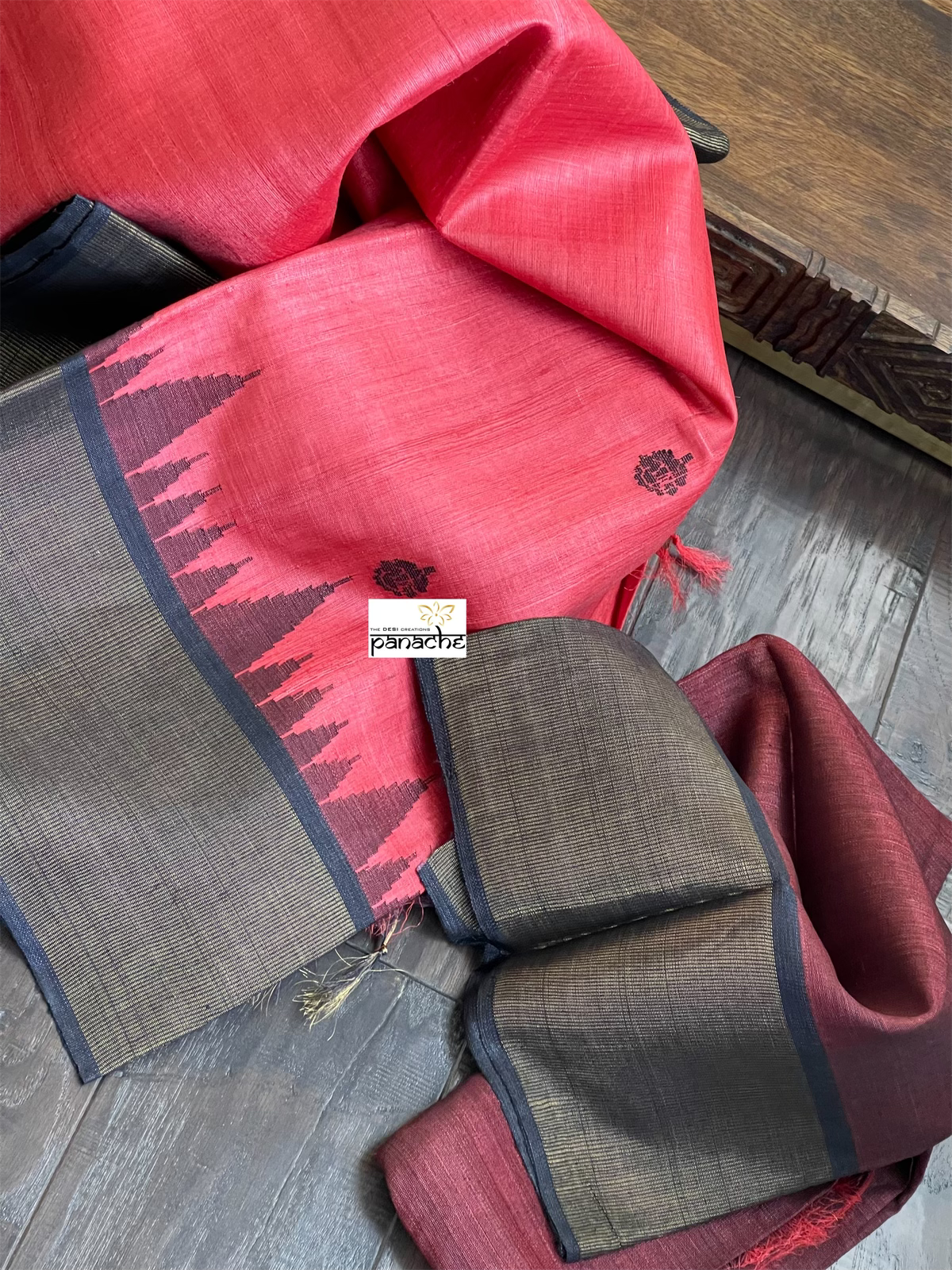 Pure Tussar Silk - Tomato Pink
