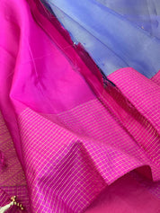 Silk Gadwal - Violet Magenta Pink Golden Zari
