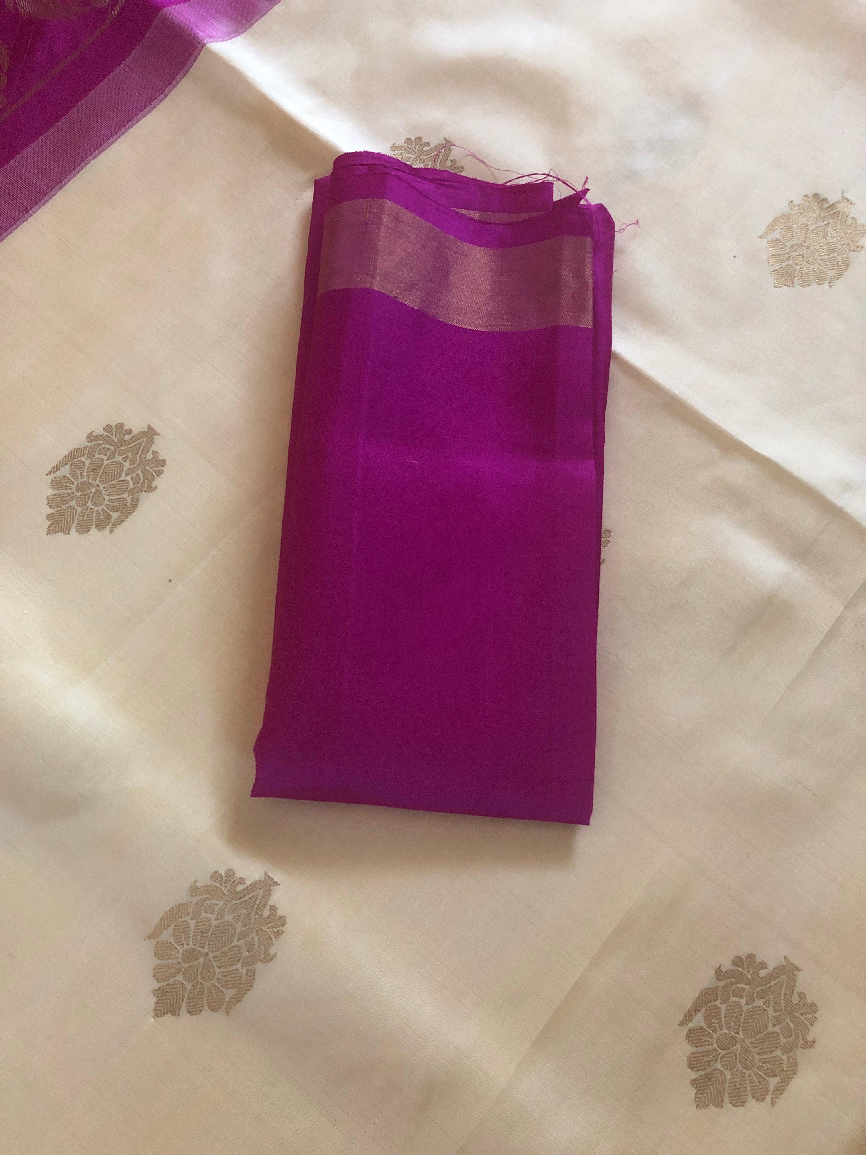 Silk Kanjivaram - Butter Yellow Magenta
