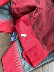 Gadwal Cotton Silk - Grey Maroon