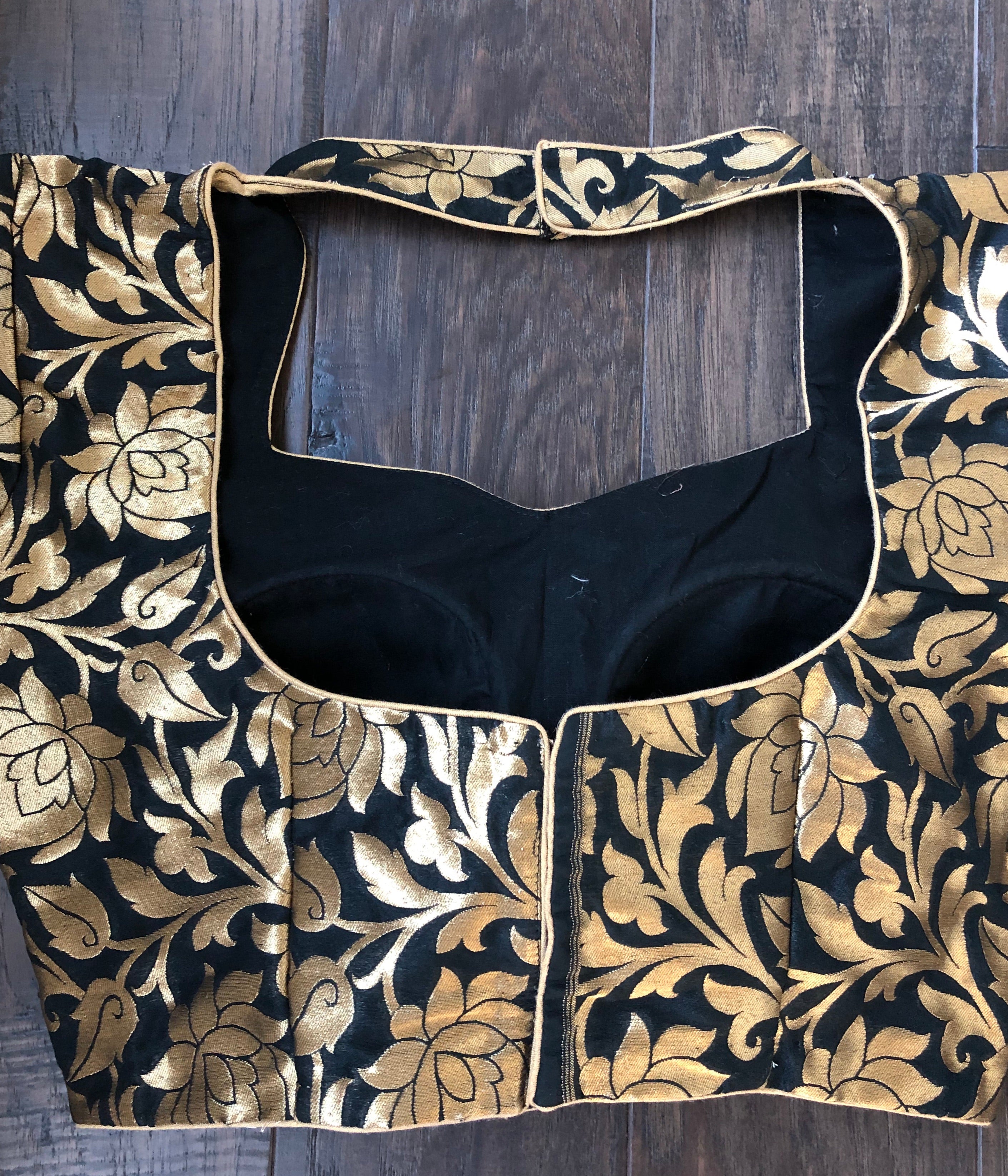 Designer Blouse - Black Zari Jangla woven 2
