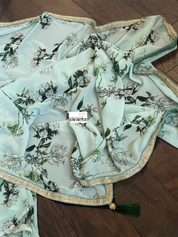 Georgette Designer Inspired Drape - Sea Green Floral
