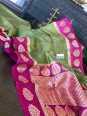 Tassur Gicha Silk Banarasi - Henna Green Purple
