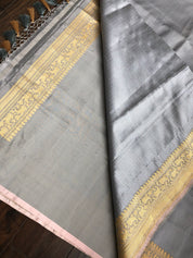 Tanchoi Silk Banarasi - Grey Antique Golden