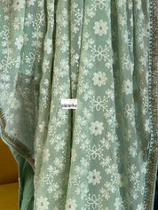 Designer Georgette Chikankari - Pista Green