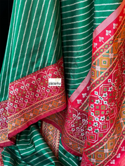 Soft Silk Patola Banarasi - Green Red Antique Golden Zari